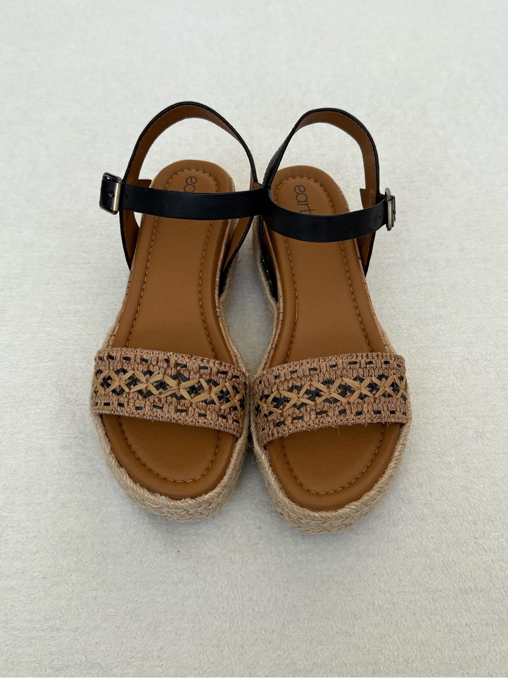 Black Tan Espadrille Platform Wedge Sandals Women’s Size 9M NWT - Picture 3 of 7